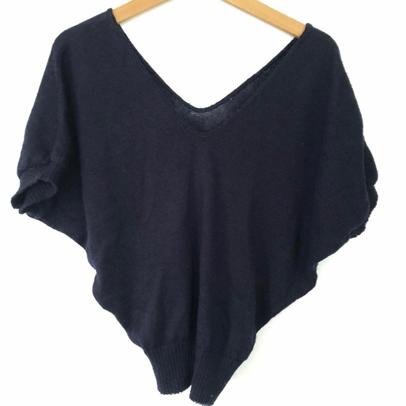 Vintage 80s Rhinestone Black Short Sleeve Dolman Sweater - Picture 3 of 3